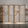 Tấm Bình Phong Ngăn Phòng Khung Gỗ Nền Vải 3D